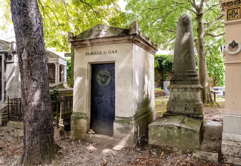 Grave of French painter Edgar Degas, in the monumental Montmartre Cemetery, built in early 19th century, Montmartre district, Paris, France