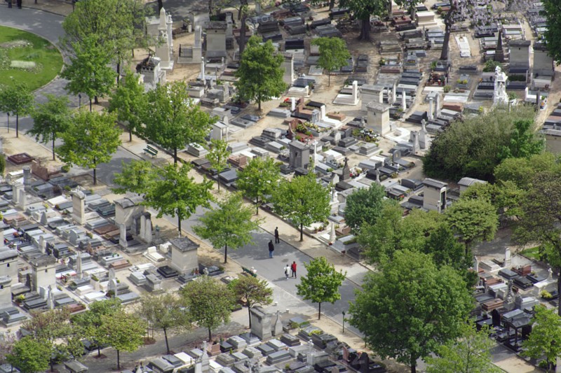 Aerial view of Montparnasse cemetery Paris France