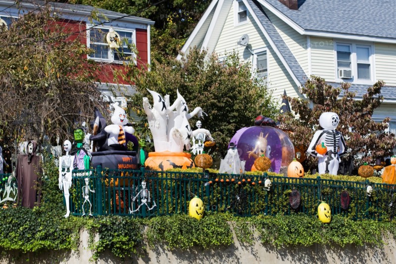 A House Decorated for Halloween In America