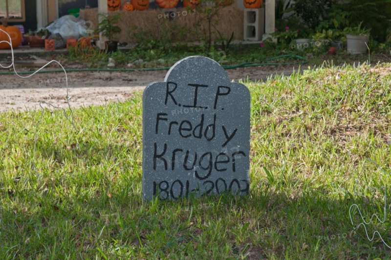 Halloween decorations in yard