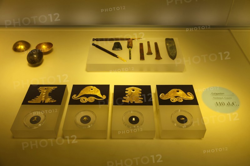 Pieces of goldsmith work, Gold museum, Bogota, Colombia, America