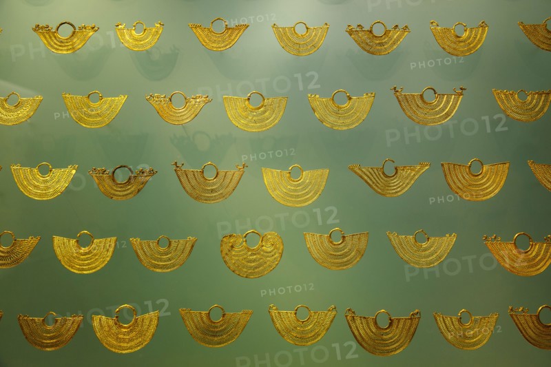 Pieces of goldsmith work, Gold museum, Bogota, Colombia, America