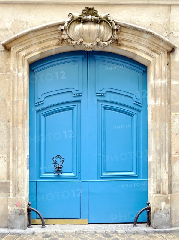 A blue door in Paris, France