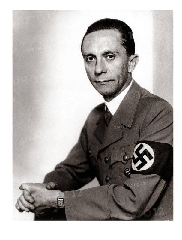 GOEBBELS 1930's portrait of infamous leading propaganda strategist Nazi, Joseph Goebbels wearing NSDAP military uniform with swastika armband