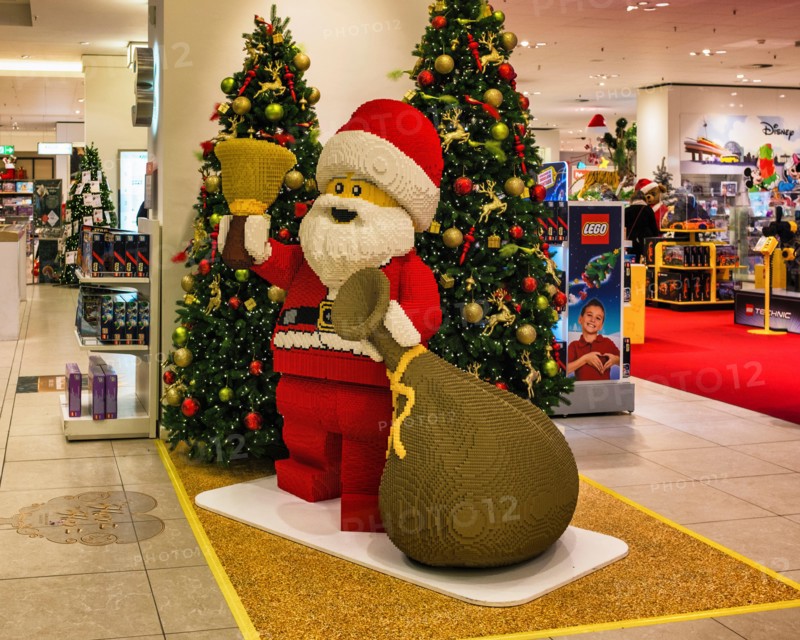 Berlin,Mitte,Alexanderplatz,Lego  Father Christmas in Toy Department in Galeria Kaufhof store at Xmas