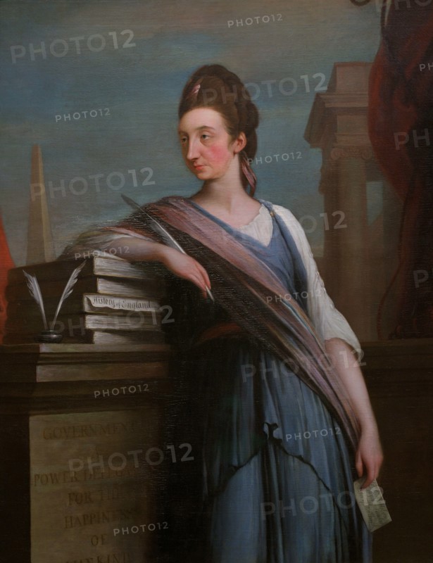 Catharine Macaulay (1731-1791), later Catharine Graham. British political writer and historian. Portrait by Robert Edge Pine (c. 1730-1788). Macaulay is shown dressed as a Roman matron to indicate her republican sentiments and belief in democracy, wearing the distinctive purple sash of an elected Roman Senator. Oil on canvas (137,2 x 104,8 cm), c. 1774. National Portrait Gallery. London, England, United Kingdom.