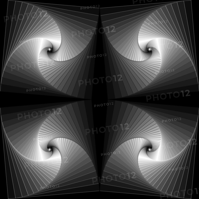 Monochrome swirling spiralling squares - 3D digital illustration