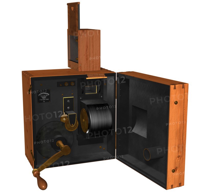 3D Rendering Illustration of Inner Mechanism of the 1890s Lumière Brothers Cinematographe.