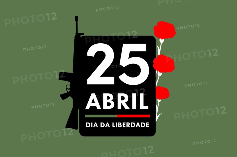 25 of April the Portugal freedom day illustration clove and gun. Revolution of the Carnations background poster, banner or card.