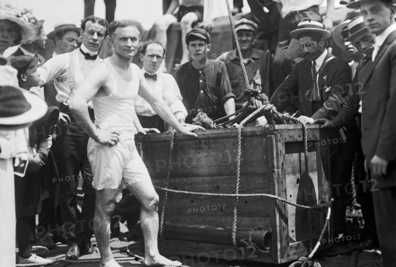 HARRY HOUDINI (1874-1926) Hungarian/American escape artist after freeing himself from a locked crate submerged  in the East River, New York, in 1912
