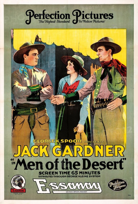 Old Western Movie - Vintage film poster - Jack Gardner - Men of the Desert (Essanay, 1917)