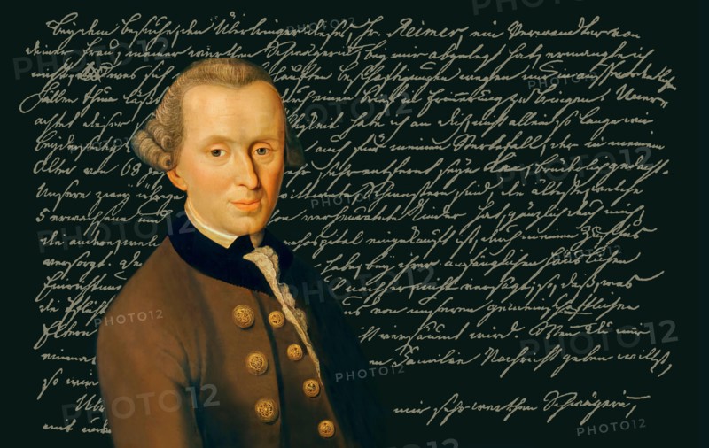 Immanuel Kant, 1724 - 1804, German philosopher of the Enlightenment, digital edited according to Johann Gottlieb Becker, Facsimile of a letter to his brother, 1792