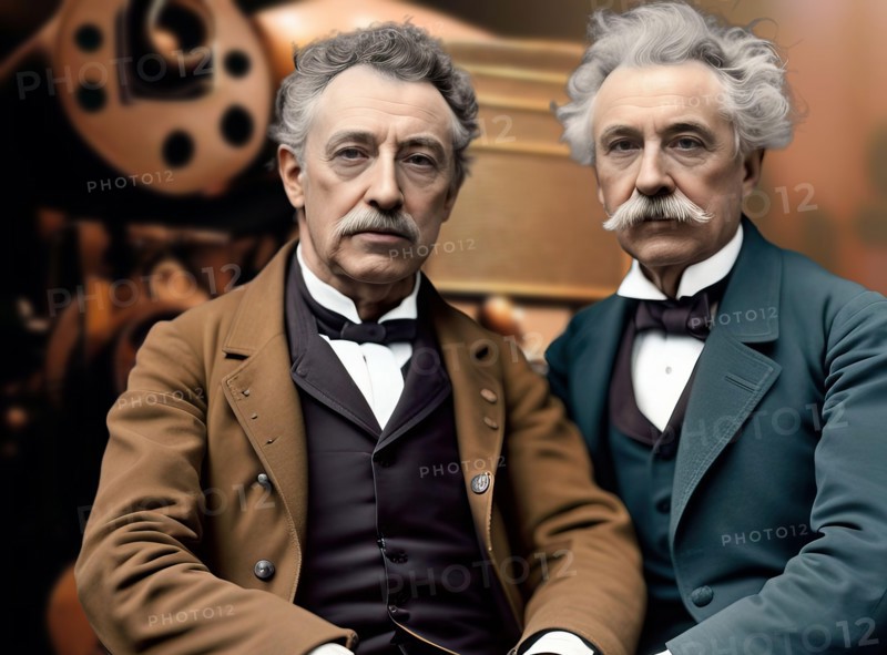 The Auguste Marie Louis Nicolas Lumière brothers were two French entrepreneurs, inventors of the film projector and among the first filmmakers in hist