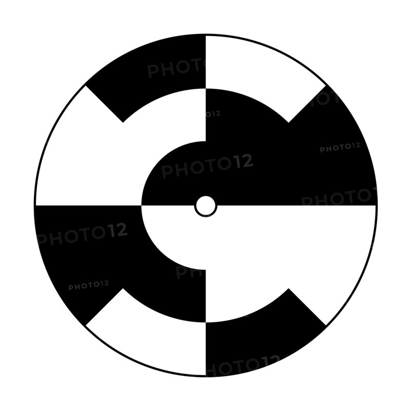 Template for a rotating disk to turn the whole surface into gray color. Circles with alternating black and white segments.