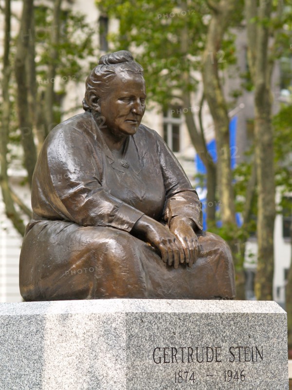 The statue of Gertrude Stein in Bryant Park Manhattan New York City USA