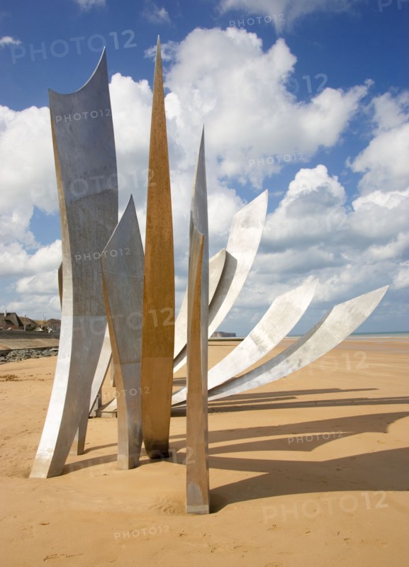 Les Braves D Day World War 2 sculpture at Omaha Beach, Normandy, France, Europe
