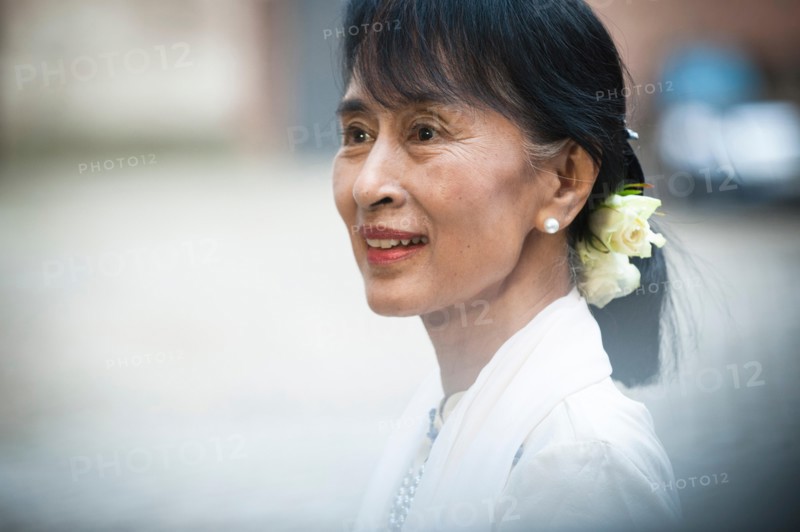 June 15, 2012 - Oslo, Norway: Aung San Suu Kyi arrives at Grand Hotel in Oslo during the first day of her visit to Oslo.