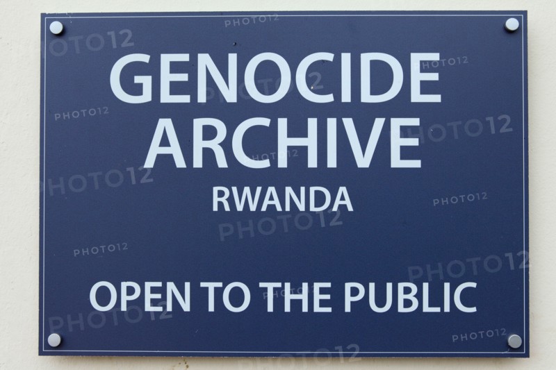 Sign for the Genocide Archive at the Kigali Memorial Centre at Kigali, Rwanda.