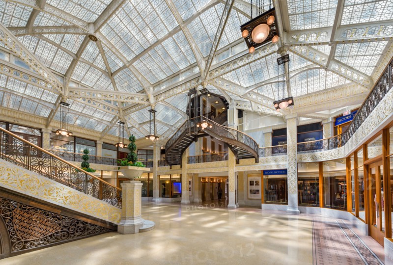 Frank Lloyd Wright designed lobby of The Rookery building on La Salle Street in the Loop district, Chicago, Illinois, USA