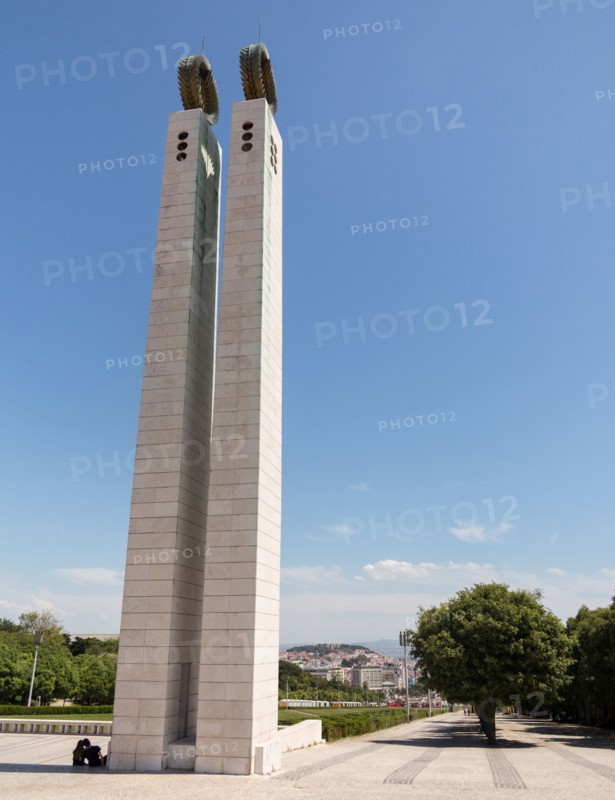 Monument to Carnation Revolution in the Edward VII Park, Lisbon, Portugal.
