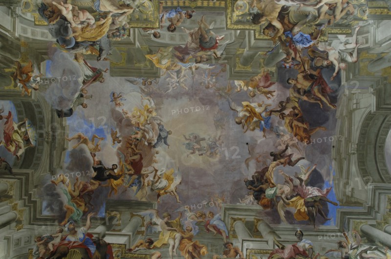 Italy. Rome. The Church of St. Ignatius of Loyola at Campus Martius. Trompe l'oeil ceiling fresco by Andrea Pozzo (1642-1709).