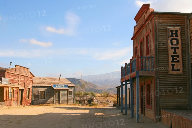 Hotel inside the "Texas Hollywood" theme park. Tabernas desert, Almeria. Spain.