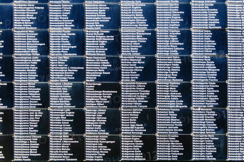 The names of the victims of the 1994 genocide in Rwanda. Kigali Genocide Memorial Centre. Kigali, Rwanda.