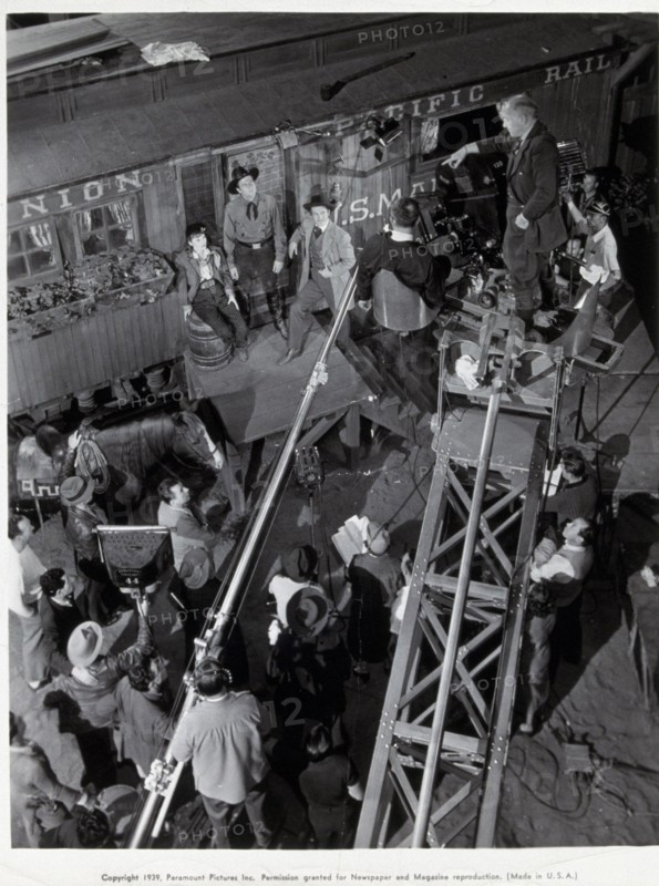 1939, Film Title: UNION PACIFIC, Director: CECIL B DeMILLE, Studio: PARAMOUNT, Pictured: BEHIND THE SCENES, CECIL B DeMILLE, EPIC, HISTORICAL, LOVE (TRIANGLE), JOEL McCREA, ROBERT PRESTON, RAILROADS, BARBARA STANWYCK. (Credit Image: SNAP)