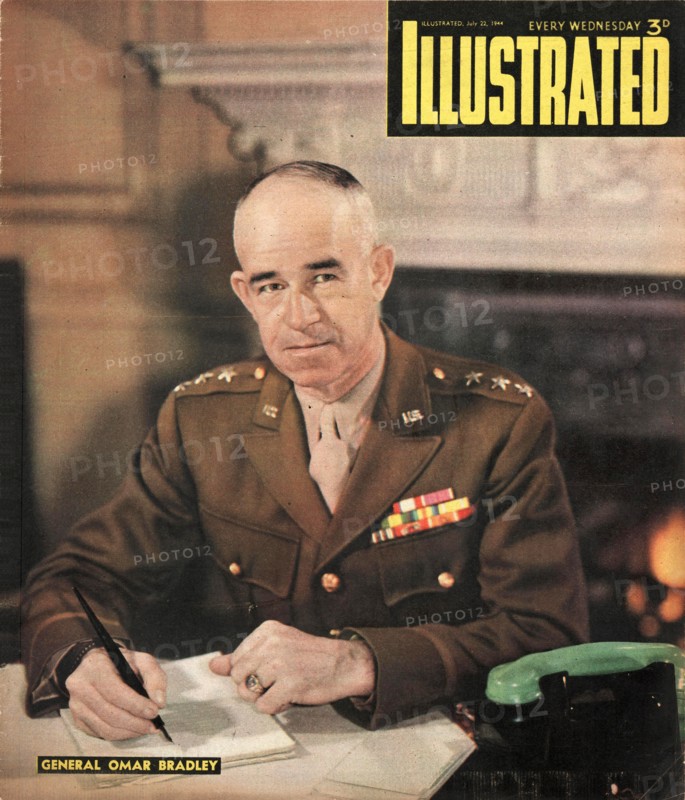 1944 Illustrated U.S. army General Omar Bradley