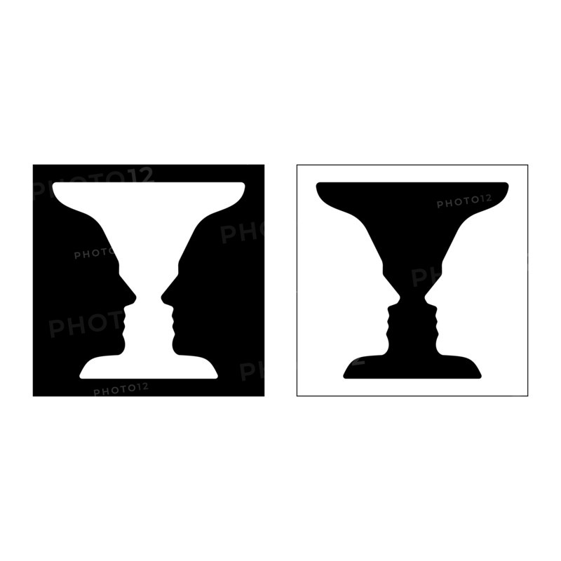 Rubin's vase, an optical illusion based on  negative space vector illustration
