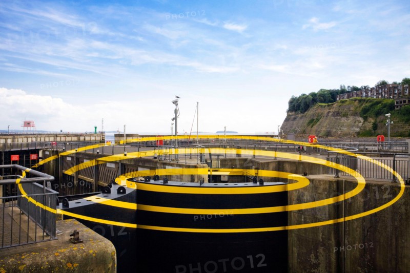 Felice Varini's Anamorphic Illusion, Cardiff Bay