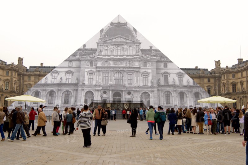 JR's installation at the Louvre, Paris