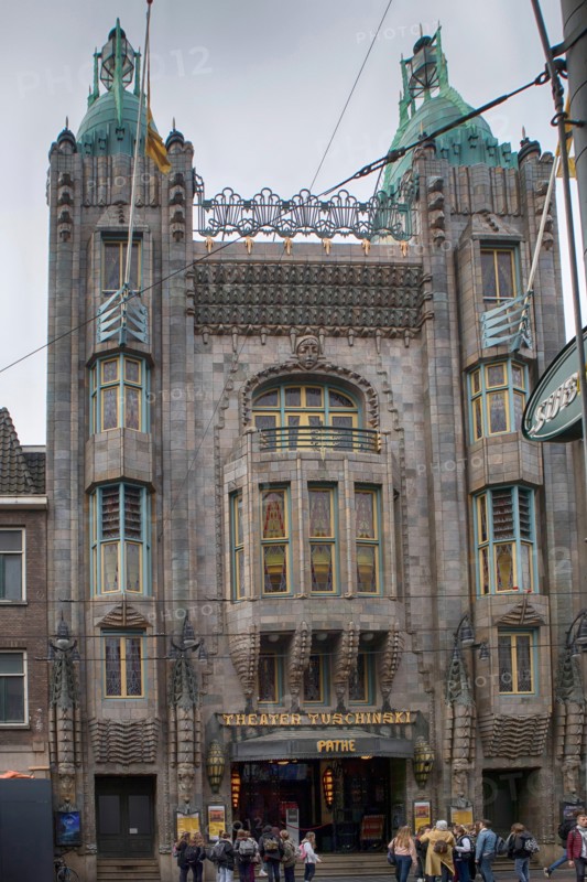 Amsterdam, Holland - 14 April 20018 facade of Tuschinski Theater, Amsterdam, Netherlands