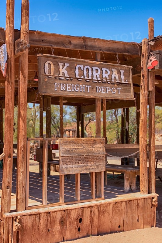 The OK Corral Freight Depot at the Old Tucson Film Studios amusement park in Arizona