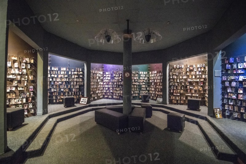 Photographs of known victims of the 1994 Rwandan Genocide line the walls of the Kigali Genocide Memorial, Kigali, Rwanda.