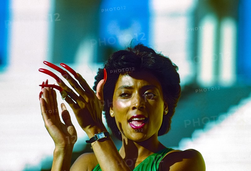 Florence Griffith Joyner competing at the 1984 US Olympic Team Trials.