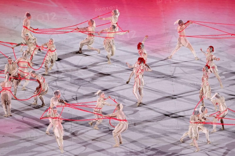 Tokyo, Japan, 23 July, 2021. Performers dance during the Opening Ceremony of the Tokyo 2020 Olympic Games at Olympic Stadium. Credit: Pete Dovgan/Speed Media/Alamy Live News