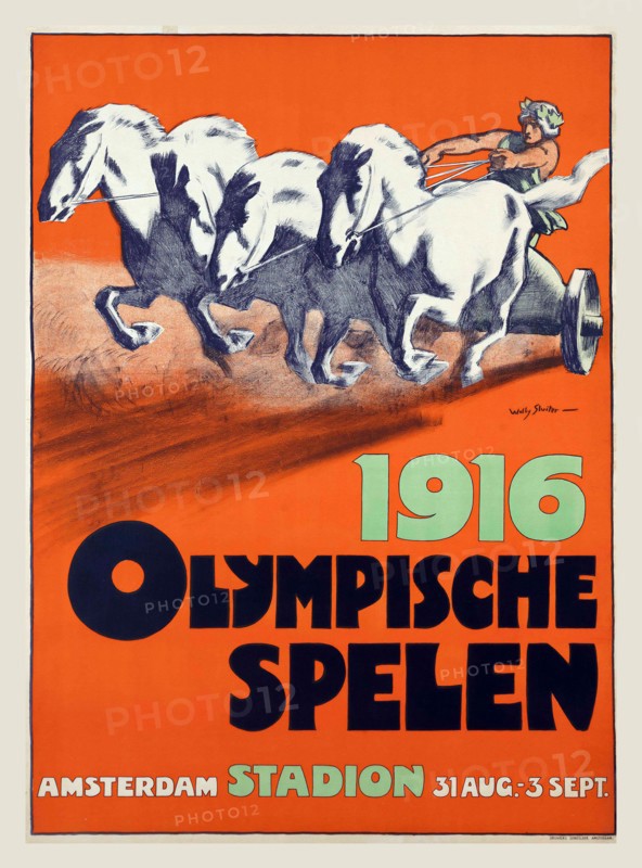 Summer Olympic Games poster - Willy (Jan Willem) Sluiter (1873-1949) 1916 OLYMPISCHE SPELEN - Amsterdam Stadion