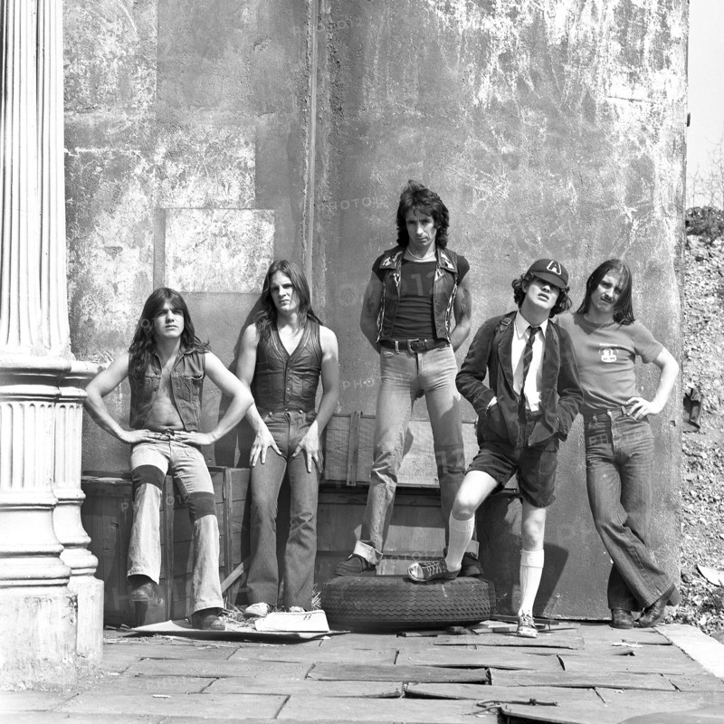 Australian rock band AC/DC at Shepperton Studio's UK 1976