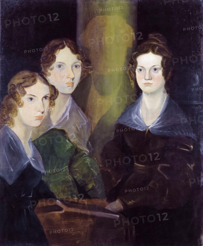 The Brontë Sisters (Anne Brontë, Emily Brontë, and Charlotte Brontë), portrait painting in oil on canvas by Patrick Branwell Brontë, circa 1834