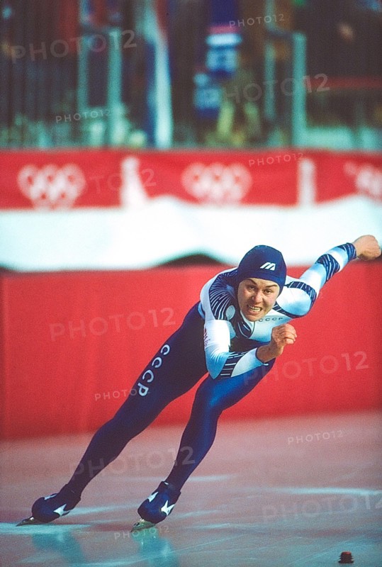 Unified Team athlete competing in the Women's 500m at the 1992 Olympic Winter Games.