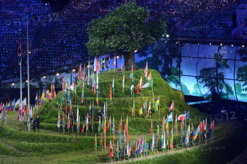 LONDON, ENGLAND - JULY 27, flags of the participating nations during London Olympics Opening Ceremony at the Olympic Stadium on July 27, 2012 in London, England Photo by Roger Sedres / Gallo Images