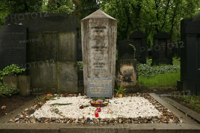 Grave of Franz Kafka at the New Jewish Cemetery in Prague, Czech Republic.