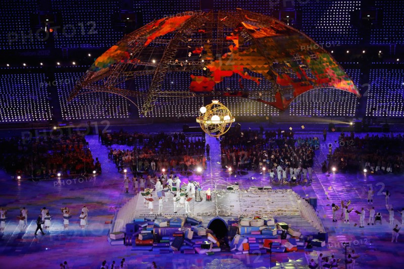 Performers in the Olympic Stadium during the opening ceremony of the London 2012 Paralympic Games