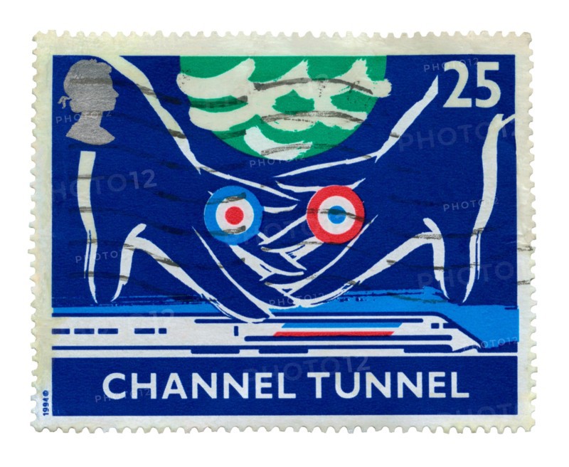 UK postage stamp commemorating the opening of the Channel Tunnel in 1994