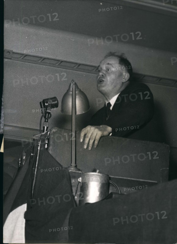 Dec. 23, 1955 - Electoral Campaign of Maurice Thorez: Mr Maurice Thorez, General Secretary of the French Communist party, helped by deputy Georges Cogniot made an address yesterday to the population of the 4th Parisian sector, in choisy, where Mr.Thorez is candidate. Photo shows An attitude of Mr, Thorez.