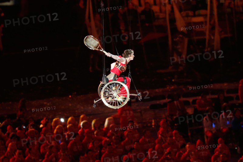 Artists perform in the Olympic Stadium during the opening ceremony of the London 2012 Paralympic Games, London, Britain, 29 August 2012.
