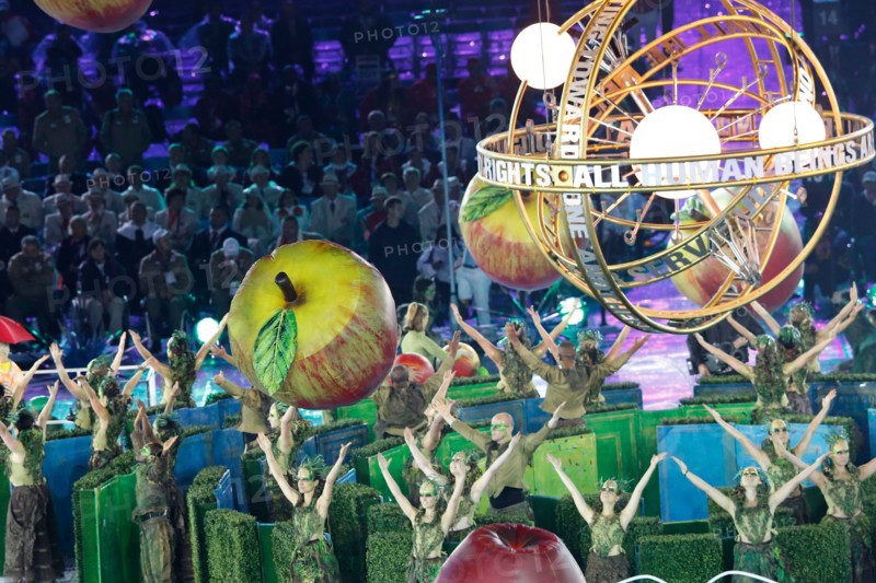 Artists perform in the Olympic Stadium during the opening ceremony of the London 2012 Paralympic Games, London, Britain, 29 August 2012.
