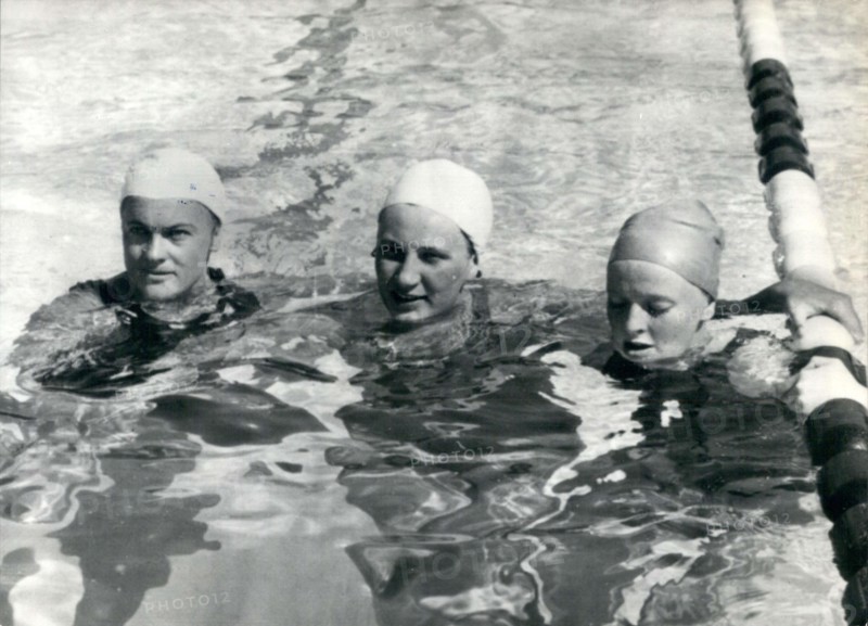 Aug. 26, 1960 - Olympic swimmers Bartos,Rikson and Iere in Rome 100 M race