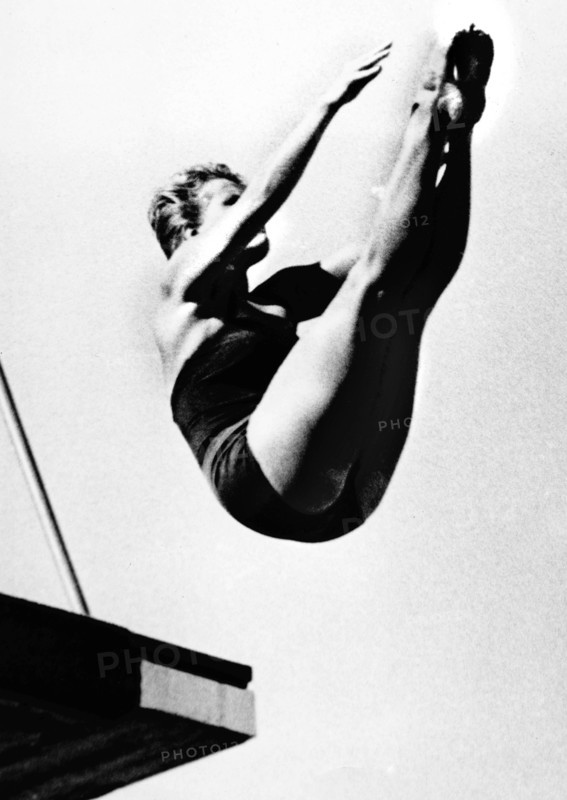 Diver Ingrid Kramer diving at the Rome Olympics in 1960